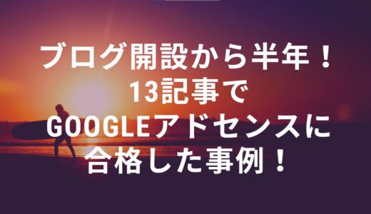 ブログ開設から半年！13記事でGoogleアドセンスに合格した事例！