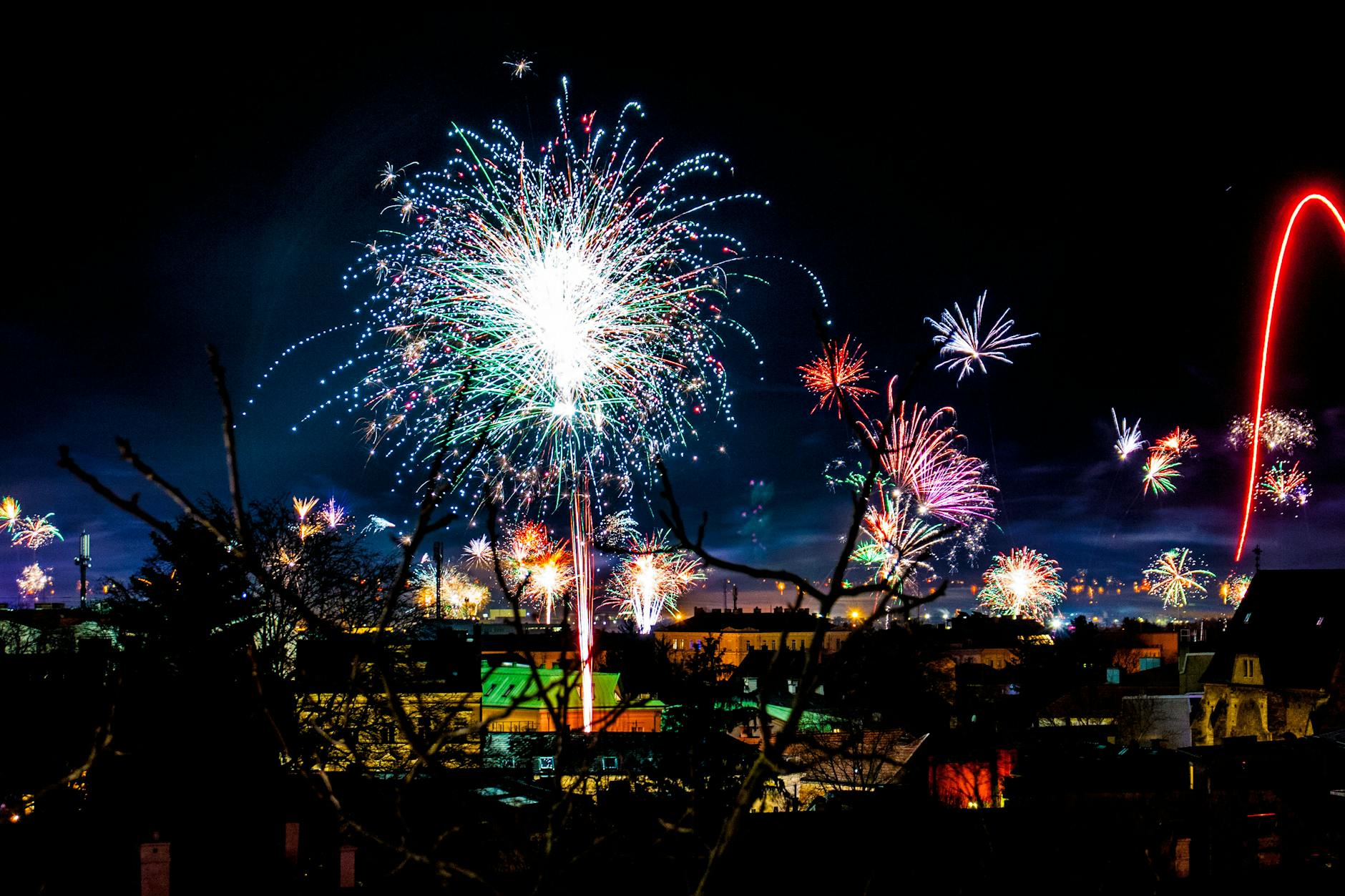 assorted color fireworks show