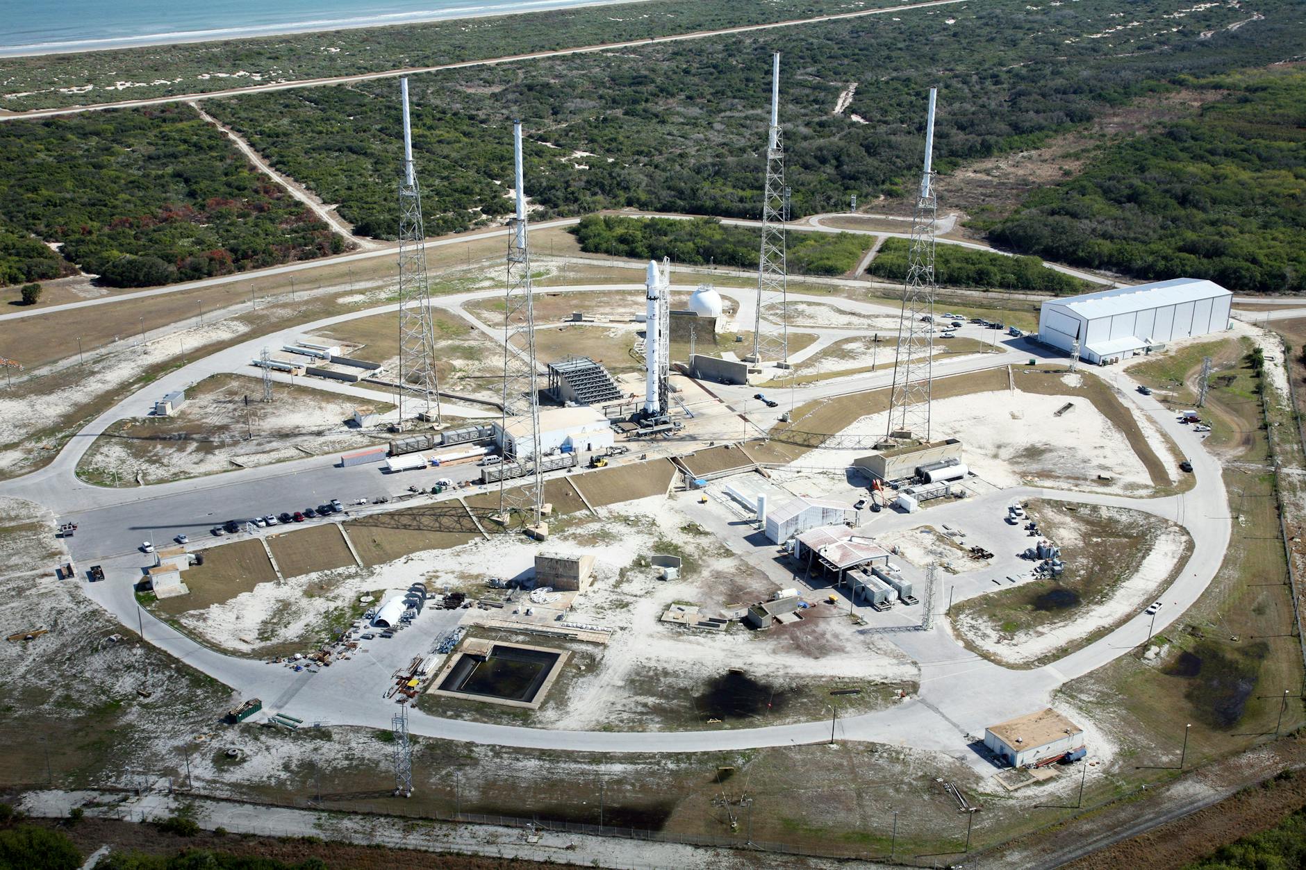 spaceport ready to launch rocket on sunny day