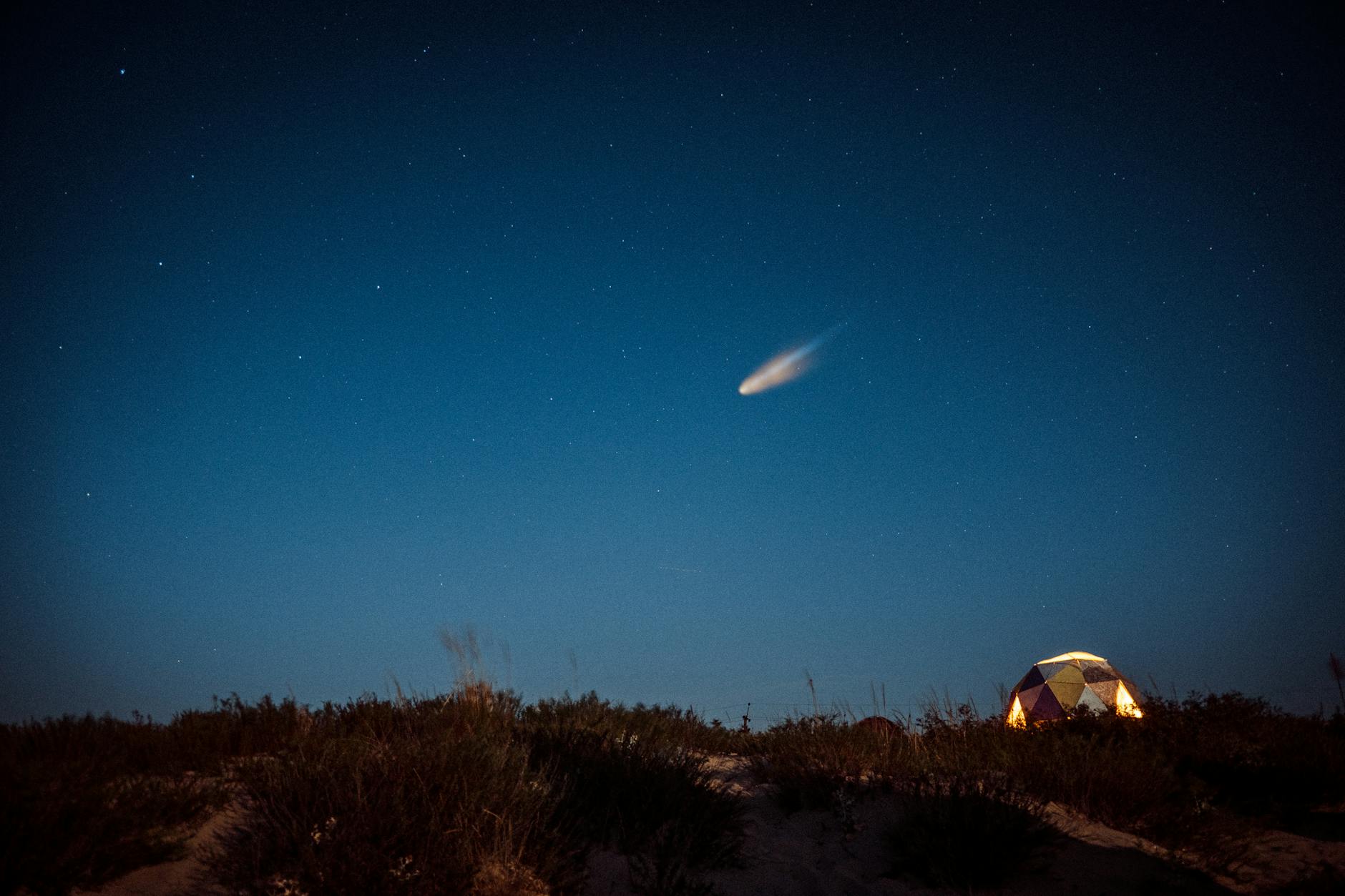 meteorite falling from night sky