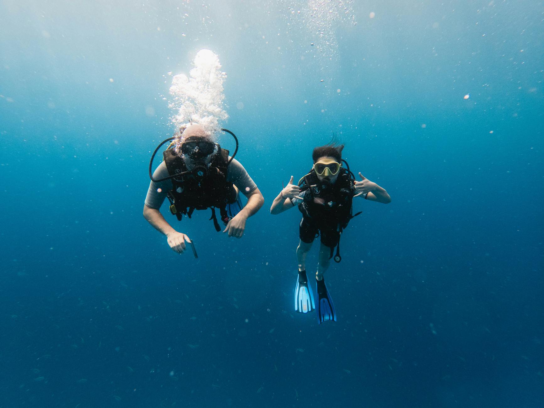 scuba divers exploring zanzibar s blue waters